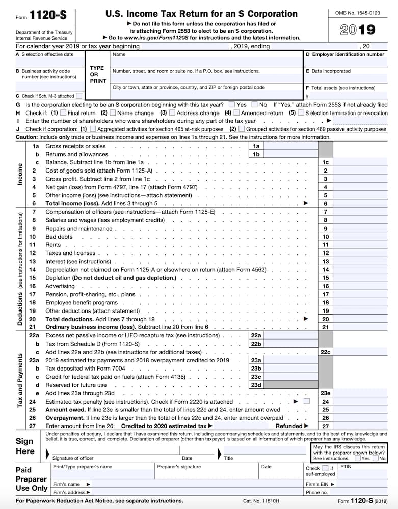 Irs Form 1120-S