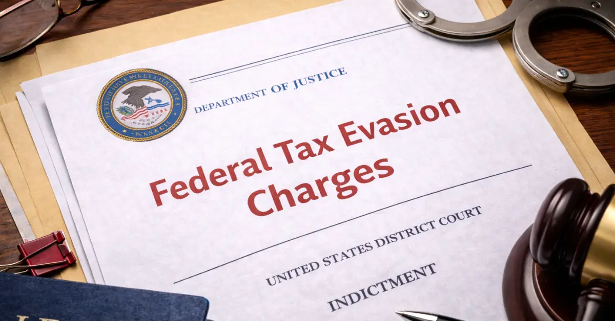 Tax evasion indictment details on desk